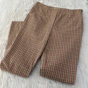 Anthropologie womens The Essential Slim pants 4 pink beige plaid side zip